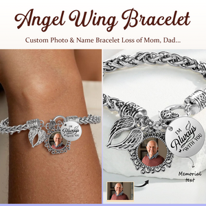 I Am Always With You - Personalized Angel Wing Memorial Bracelet, Sympathy Gift For Friend Or Family