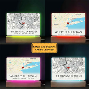 Where It All Began - Couple Personalized Custom 3D LED Light - Gift For Husband Wife, Anniversary