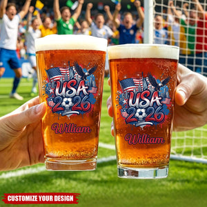 Personalized 2026 Soccer Country Beer Glass - Custom Gift for Fan Events & Tailgates