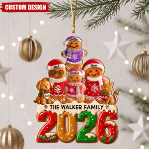 Personalized Gingerbread Family Christmas Tree Ornament,Christmas Decoration