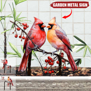 Cardinals Garden Metal Sign with Stake - Memorial Gift