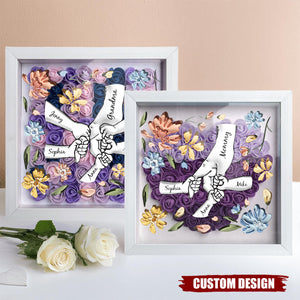 Holding Mom's Hands - Personalized Flower Shadow Box With Name