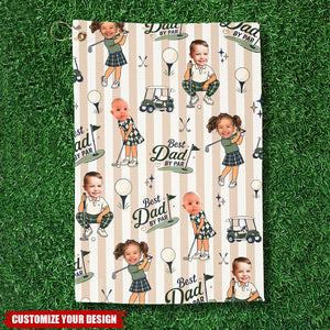 Personalized Golf Towel, Custom Photo Dad Gift from Kids, Father's Day Golfing Keepsake