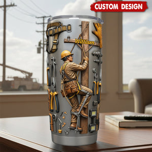 Strength Of The Line - Personalized Lineman Tumbler