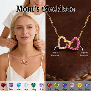 Personalised Birthstone Heart Necklace-Mother's Day Gift For Mom/Grandma