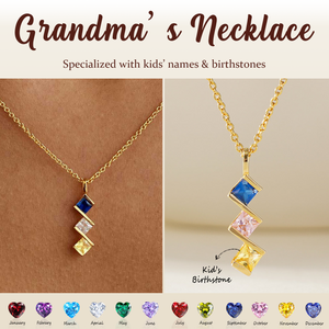 Personalized Mini Square Birthstone Necklace, Mother's Day Gift