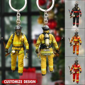 Personalized Double-sided Firefighter Keychain - Gift For Fireman