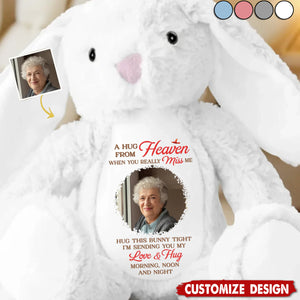 When You Miss Me, I’m Near - Memorial Personalized Photo Easter Bunny Plush - Sympathy Gift For Family Members