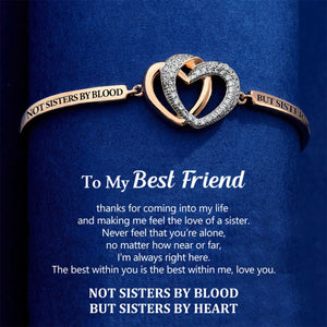 For Friend - Not Sisters By Blood But Sisters By Heart Double Heart Bracelet