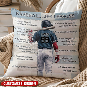Baseball Life Lessons -Personalized Pillow - Gift For Baseball Lover