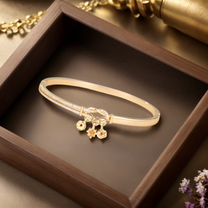 Personalized Birthflowers Knot Bangle, Gift For Grandma