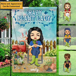 Personalized Custom Flag Garden Flag Outdoor Decoration Crazy Plant Lady Gift For Grandmother, Family, Friend