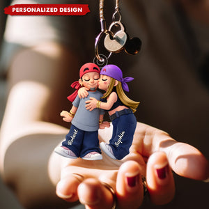 Personalized Y2K Couple Kissing Keychain - Gift for Couple, for Him, for Her
