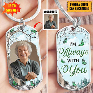 Custom Photo My Hero My Heart - Memorial Personalized Custom Keychain - Sympathy Gift For Family Members