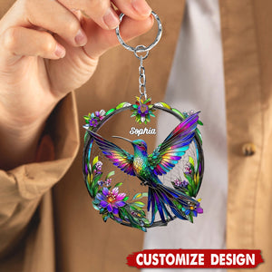 Beatiful Hummingbird - Personalized Bird Acrylic Keychain