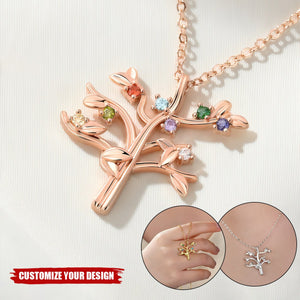 Personalized Family Tree 1-10 Birthstones Necklace Dainty Jewelry Birthday Anniversary Gift for Women
