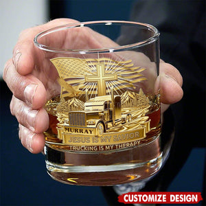 Trucker Christian Round Whiskey Glass - Personalized Gifts For Christian
