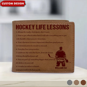 Personalized Hockey Leather Wallet - Gift Hockey Lovers