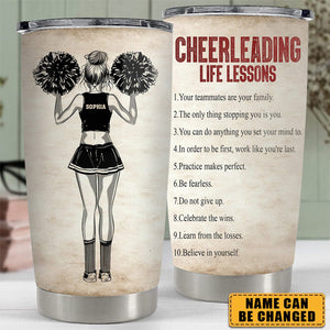 Personalized Cheerleading Girl Life Lessons Tumbler - Gift For Cheerleading Lovers