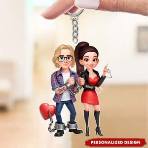 Personalized Funny Cartoon Couple Keychain - Gift for Couple