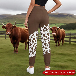 Personalized Highland Cow Soft Woman's Man's Sweatpants with Name and Drawstring Leisure Wear Birthday Gift for Highland Cow Lover