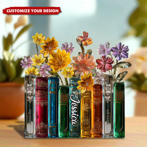 Books And Flowers - Personalized Book Custom Shaped Acrylic Plaque