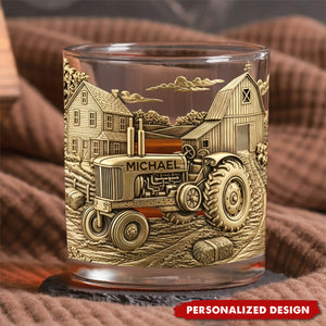 Countryside Life-Personalized Tractor Whiskey Glass