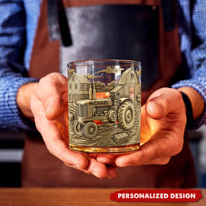 Countryside Life-Personalized Tractor Whiskey Glass