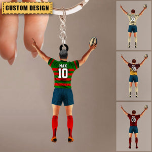 Personalized Name, Number & Appearance - Acrylic Keychain-Gift for Rugby Lovers
