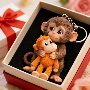 Monkey Hugging Monkey Acrylic Keychain -Gift For Family, Friends, Loved Ones