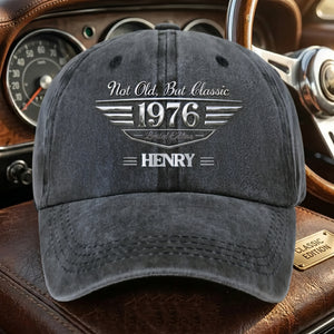 Not Old But Classic - Personalized Washed Denim Baseball Cap - Creative Gift for Husband,Wife