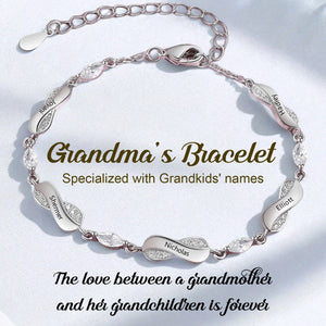 Infinity Love - Personalized Name Bracelet with Crystal Accents, GIft For Grandma, Mom