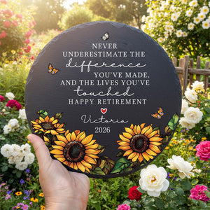 Personalized Floral Retirement Garden Stone With Stand, Colleague Retirement Keepsake, Retirement Gift For Family