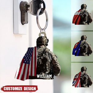Personalized Veteran Car Hanging Acrylic Keychain