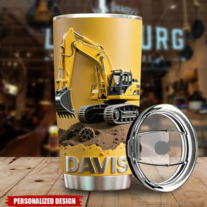 Personalized Excavator Themed Stainless Steel Tumbler