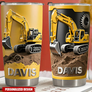 Personalized Excavator Themed Stainless Steel Tumbler