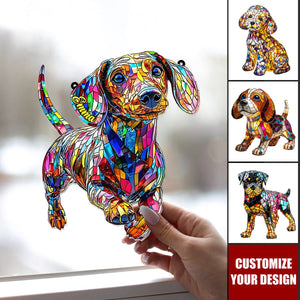 Love Dachshunds - Personalized Dachshund Window Hanging Suncatcher Ornament