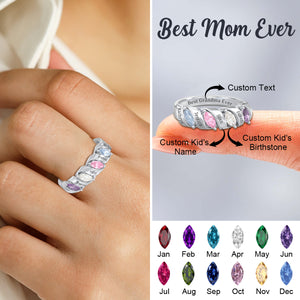Personalized Spiral Marquise Row Ring