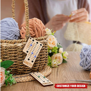 Personalized Multicolor Beaded Wooden Sewing Row Counter with Engraved Name Knitting Tool to Assist Counting Gift for Knitting Lovers