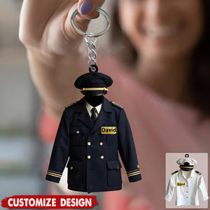 Personalized Pilot Uniform Keychain - Gift For Pilot