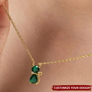 Personalized Cat Dog Bow Birthstone Necklace Dainty Jewelry Birthday Mother's Day Gift for Women Pet Lovers