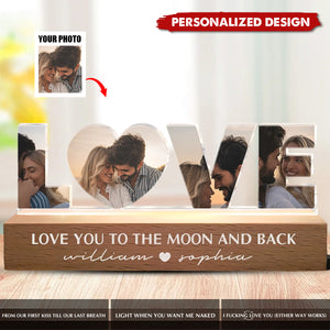 Love You To The Moon And Back-Personalized Photo LED Night Light-Gift For Couple