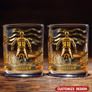 Personalized Hockey Whiskey Glass - Gifts For Hockey Lovers