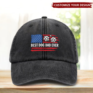 In Paws We Trust - Dog & Cat Personalized Custom Vintage Washed Denim Baseball Cap US - Gift For Dad, Pet Owners, Pet Lovers