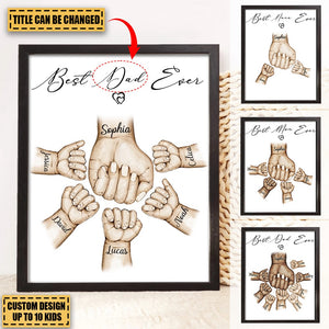 Personalized Best Mom/Dad Ever Hands & Kid Names Poster