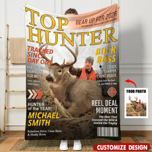 Personalized Hunting Magazine Cover Blanket - Gifts for Hunting Lovers