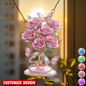 Each Rose Holds A Piece Of Your Heart - Personalized Suncatcher - Mother's Day