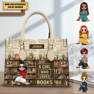 Just A Girl Who Loves Books Vintage - Personalized Leather Bag