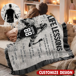 Personalized Soccer Life Lesson Tapestry Woven Blanket - Gift For Soccer Lovers