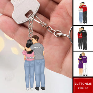Forehead Kissing Couple Personalized Keychain, Anniversary Gift For Wife,Husband